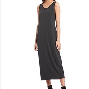 Eileen Fisher Charcoal Gray V-Neck Jersey Knit Tank Maxi Dress M